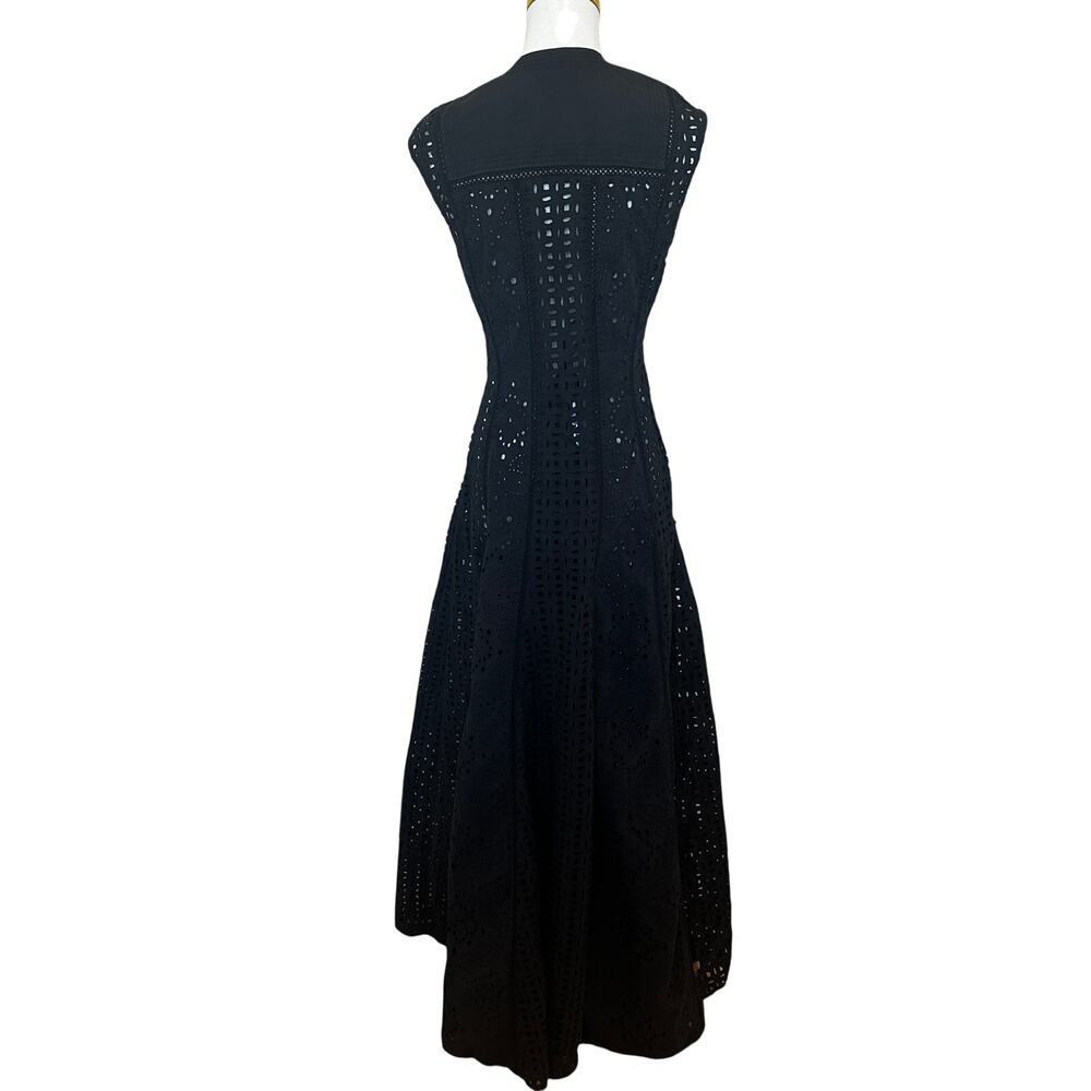Veronica Beard Black Eyelet Maxi Dress SIZE 4 Cottage Fit n Flare Designer $700 - Picture 11 of 12